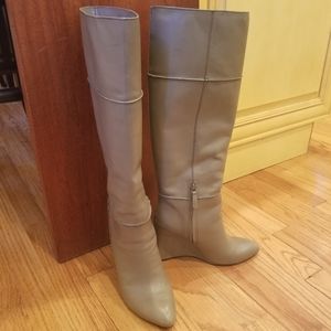 TORY BURCH Linnett Topo Brown Silky Leather Boots